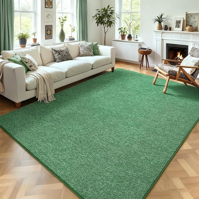 5x7 Area Rugs for Living Room Non Slip Dorm Bedroom Rug, Matte Green | Modern by AROGANAREARUG