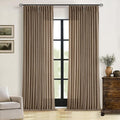 92 Inch Memory Shaped Light Filtering Linen Pleat Brown Window Curtains | Dutch by Twodrapes