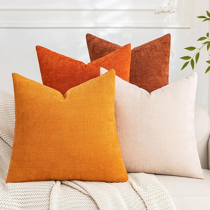 Set of 4 Soft Textured Decorative Throw Pillow Covers 26x26 Inch Cozy Farmhouse by Cozoomy