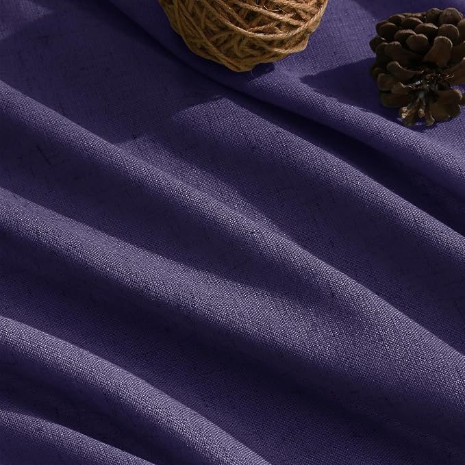 Purple Linen Curtains 84 Inches Long, Back Tab Light Filtering Semi Sheer - Image 5