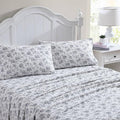 Laura Ashley - Flannel Sheets Full Size, Anti-Pilling & Wrinkle Resistant Cotton, Touchably Soft for All-Season Comfort - Bed Sheets with Matching Pillowcases & Fitted Sheet (Faye Toile Black)