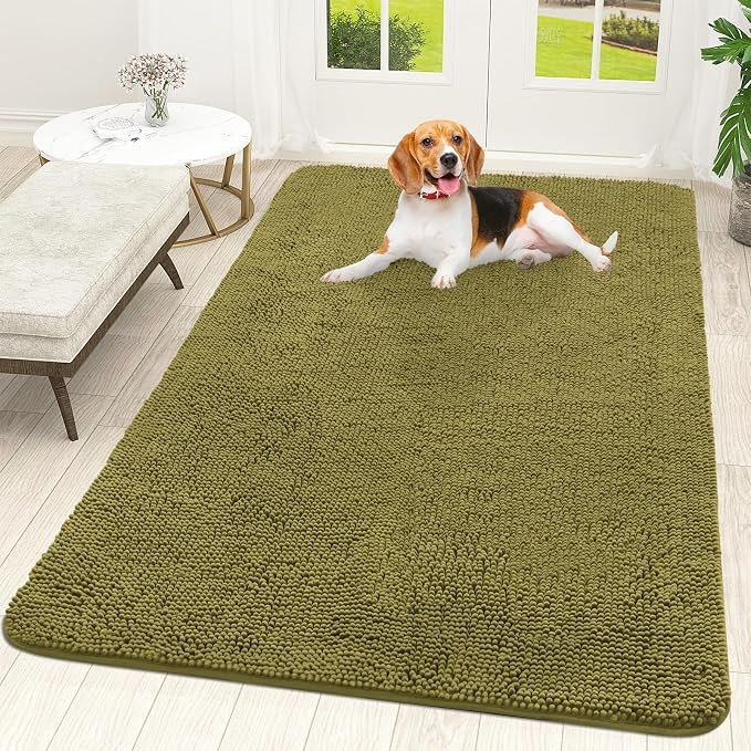 OLANLY Dog Door Mat for Muddy Paws 59x35, Super Absorbent Chenille Mud Mat | by OLANLY