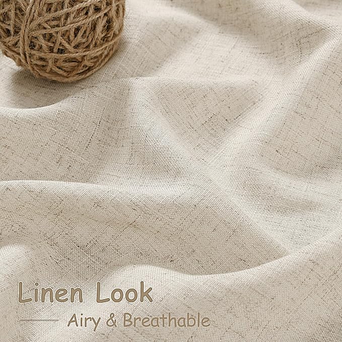 Living Room Curtains 63 Inch Length Linen Boho Luxury Light Filtering Semi - Image 4