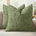MIULEE Chenille Textured Throw Pillow Covers Sage Green 18x18 Set of 2 | Slubby by MIULEE