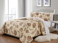 Fancy Collection 3 Pc Quilted Bedspread Over Size New (King/California King, Beige Rust Green Floral)