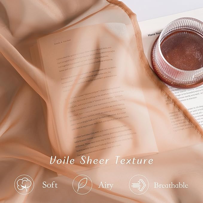 NICETOWN Voile Sheer Terracotta Curtains 96 inches Long 2 Panels Set, Grommet Casual Window Treatments with Light Filtering Airy & Elegant for Bedroom/Living Room, W54 x L96