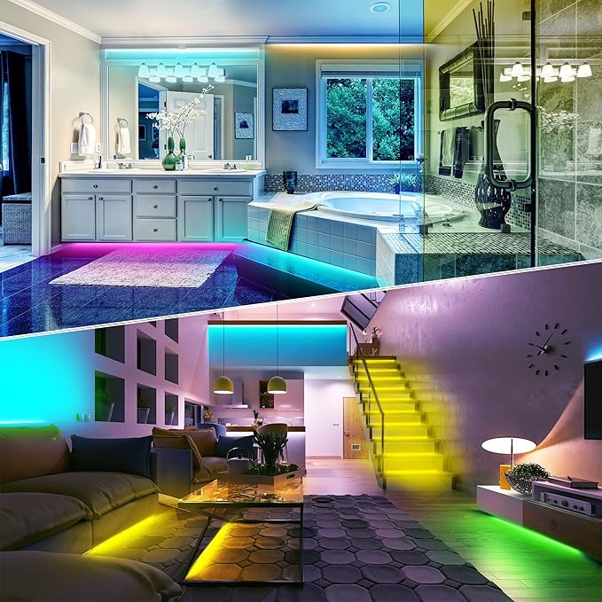 Led Lights for Bedroom 200FT (2 Rolls of 100ft), Color Changing RGB Led Strip Lights with 60 Keys Remote and App Control, Music Sync Led Lights for Room Kitchen Party Home Decor