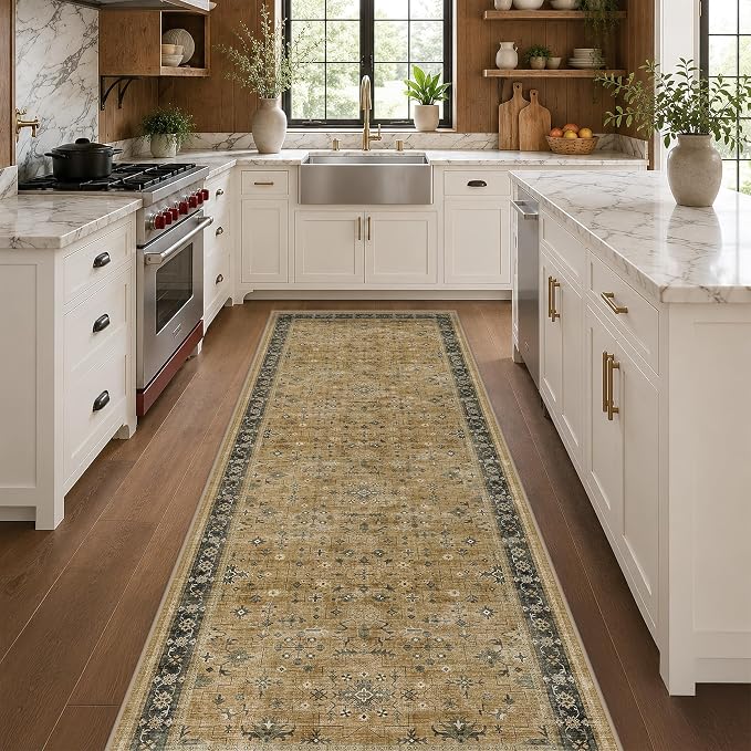 Natural Taupe Washable 3x12 Extra Long Hallway Runner Rug, Washable Large - Image 3