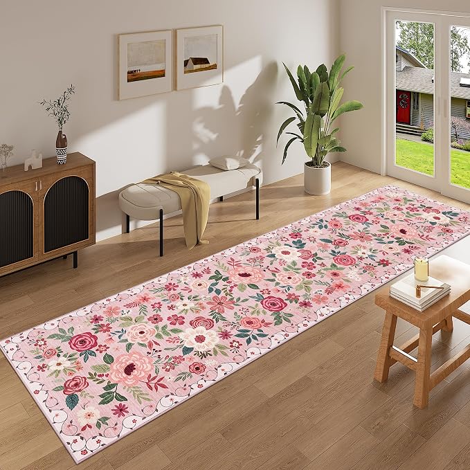 DUKINO 2.6x10 Runner Rug for Hallway, Washable Kitchen Rugs Non Slip, Low Pile - Image 3