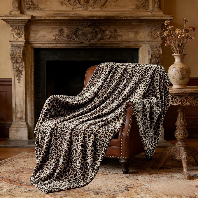 Edenleaf Leopard Print Blanket Fleece Throw - Image 4
