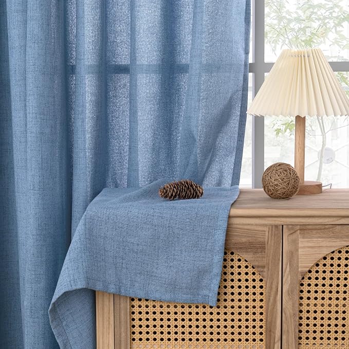 YoungsTex Blue Linen Curtains 54 Inches Length - Image 7