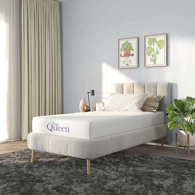 NapQueen 6 Inch Twin Size Mattress, Bamboo Charcoal Memory Foam Mattress, Bed in a Box, White