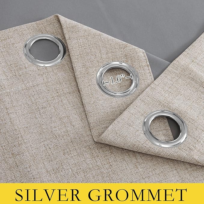 NICETOWN 100% Blackout Oatmeal Linen Curtains 95 inches Length - Image 5