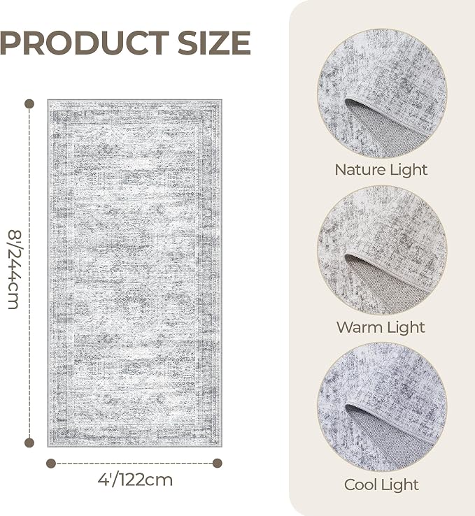 4x8 Rug Non Slip, Washable Hallway Runner Rug, Nursery Room, Soft Runner Rug - Image 2
