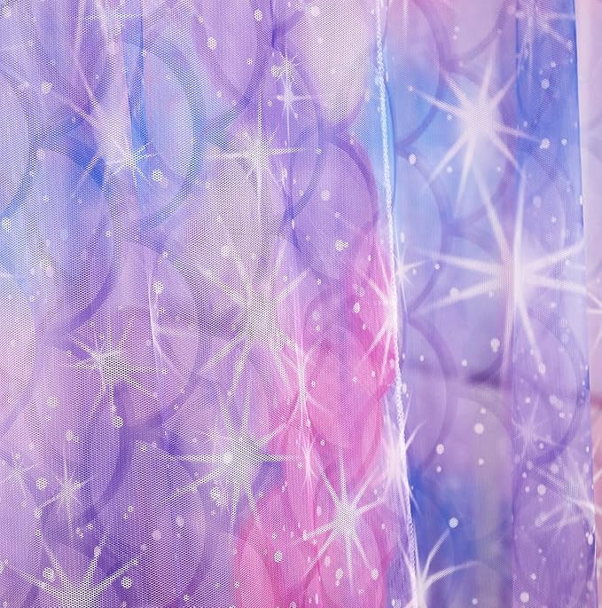 Mengersi Tie Dye Canopy Bed Curtains with Lights,Gradient Ombre Bed Canopy for Girls,Canopy for Bed Princess Bed Drapes for Girls Room Decor(Twin,Purple)