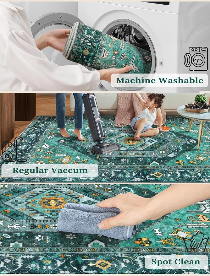 SERISSA 2x6 Washable Non Slip Boho Runner Rug - Image 2