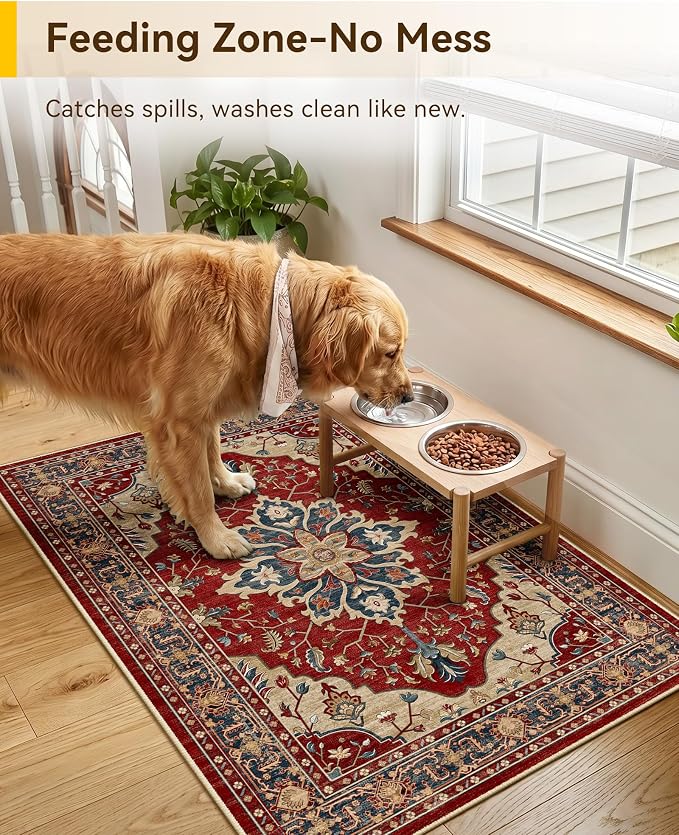RELEANY Washable Area Rug, Small 2'x3', Water Repellent, Pet Friendly, Vintage - Image 2