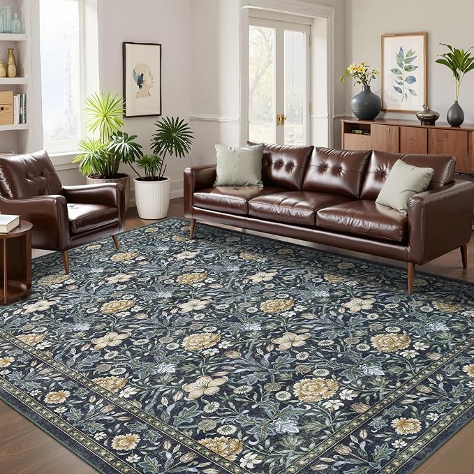 GarveeHome Area Rugs 8x10 for Living Room, Floral Large Washable Rug Soft Non - Image 8
