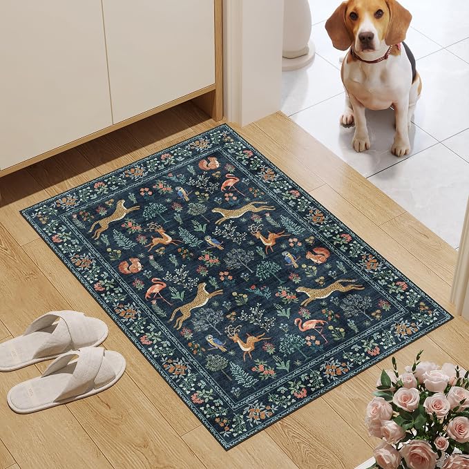 DUKINO 2x3 Entryway Rug, Washable Door Mat Animal Kitchen Rug, Low Pile - Image 3