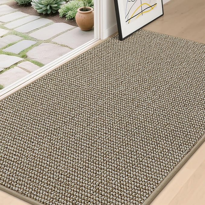 BEQHAUSE Dirt Trapper Door Mat 36" x 60", Non-Slip Washable, Light Beige | by BEQHAUSE
