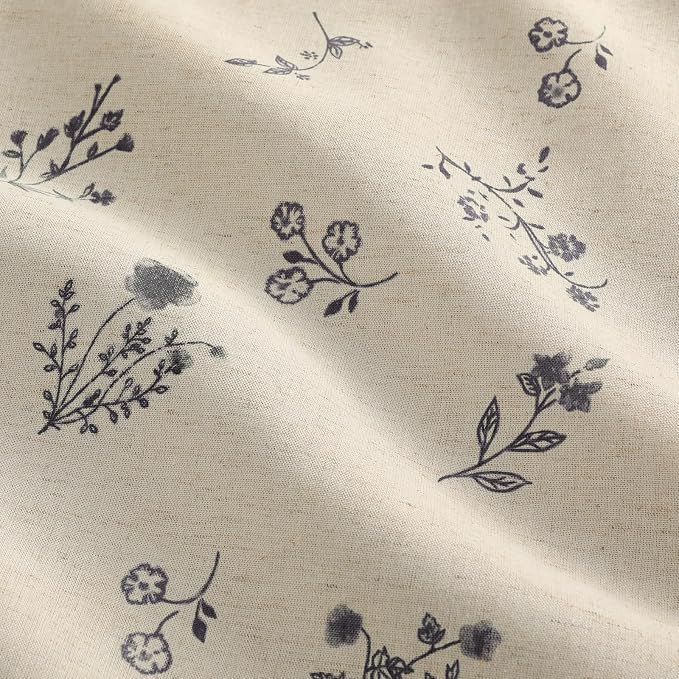 Boho Floral 100% Blackout Curtains 84 Inch 2 Panels Black | Farmhouse Vintage - Image 4
