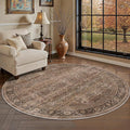 Schweek 6ft Round Rug Brown Washable Non-Slip Circle Area Rugs by Schweek