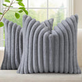 decorUhome Fall Faux Fur Throw Pillow Covers 18x18 Set of 2 Grey | Decorative by decorUhome
