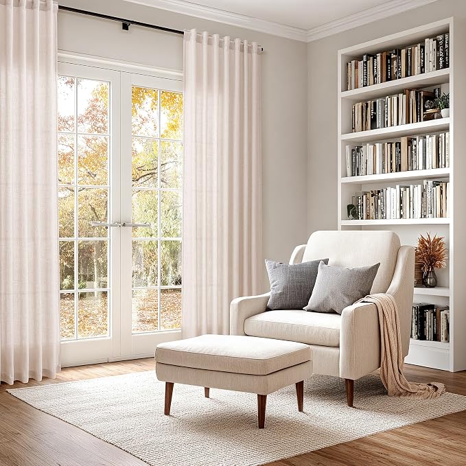 Natural White Linen Curtains 90 Inches Long - Image 6