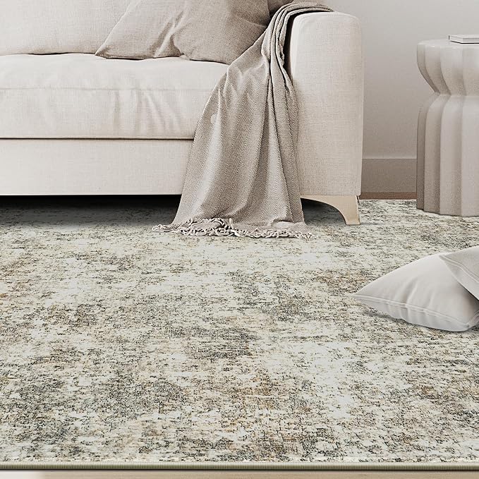 5x7 Area Rugs for Living Room Washable Bedroom Dining Room Beige Brown | Modern - Image 9