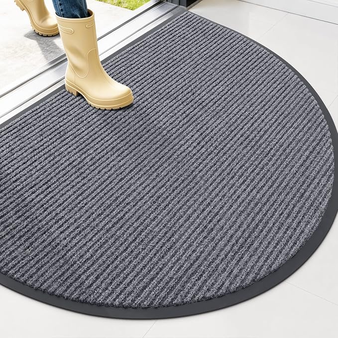 OLANLY Half Circle Front Door Mat 40x32, Waterproof Heavy-Duty Doormat | Grey by OLANLY