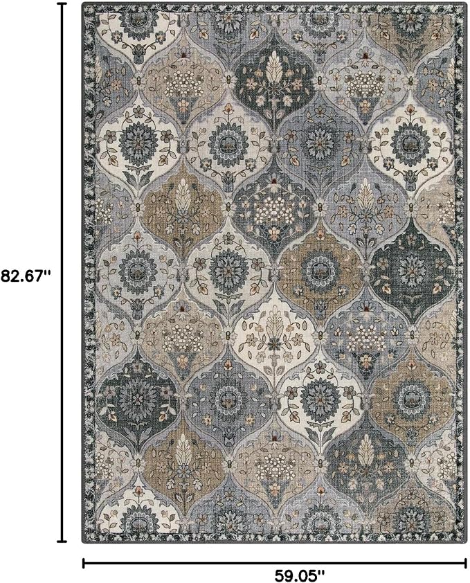 Lahome Moroccan Washable Area Rug, 5x7 Rugs - Image 2