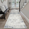 Soalmost Washable Runner Rug 2'6"x8' Kitchen Hallway Runners Blue/Ivory | Soft by Soalmost