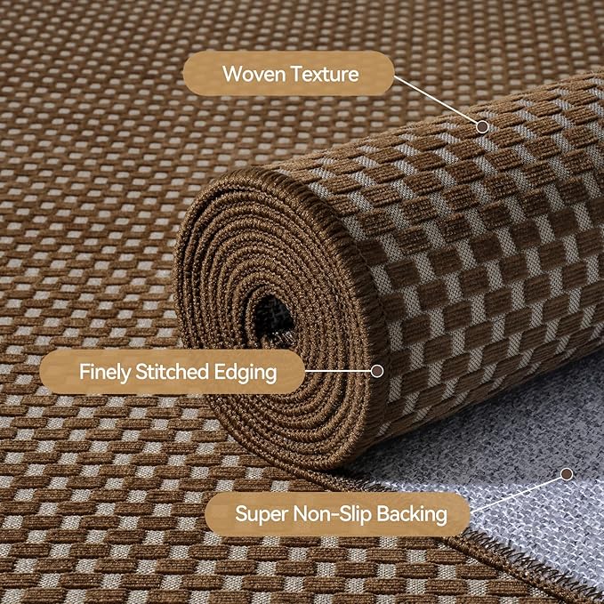 Hallway Runner Rug Woven Washable Kitchen Runner Dark Brown 2x5 ft | Boho Soft - Image 6