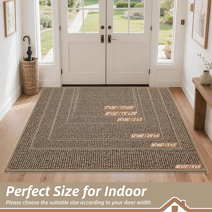 BEQHAUSE Dirt Trapper Door Mat 24" x 36", Non-Slip Washable Doormats, Low - Image 2