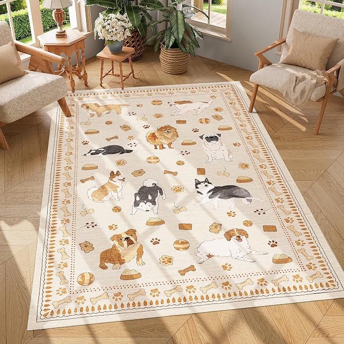 DUKINO 4x6 Area Rug, Washable Dog Rug by DUKINO