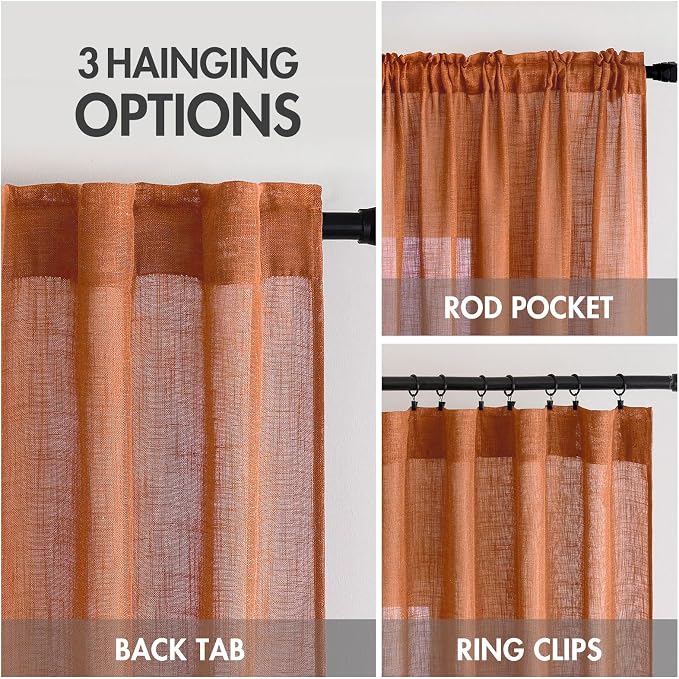 MIULEE Orange Fall Curtains 52x84 Inch 2 Panels - Image 2