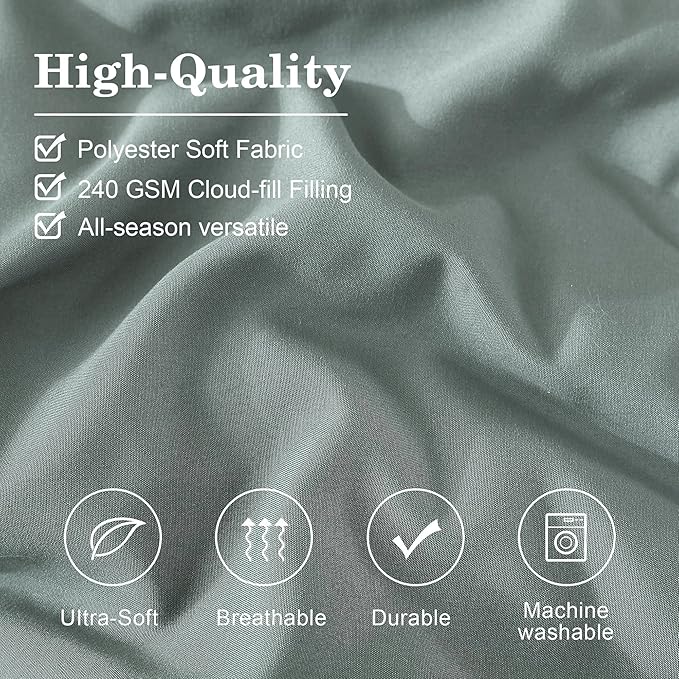 Monbix California King Size Comforter Set - 7 Pieces Bed in a Bag California King, Sage Green Bedding Sets, All Seasons Down Alternative Comforter Bed Set with Sheets, Pillowcases & Shams