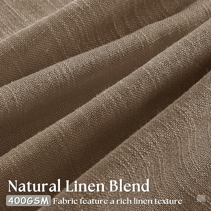 Dutch Cocoa Pinch Pleated Linen Semi Sheer Curtains 45 Inch Length 2 Panels | - Image 2