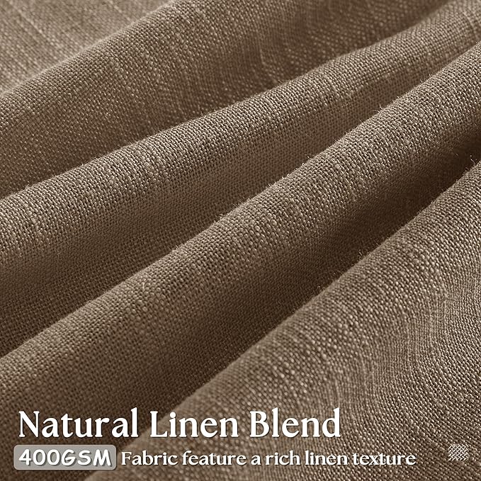 Brown 80 Inch Light Filtering Pinch Pleated Linen Curtains 2 Panels Set | Semi - Image 3
