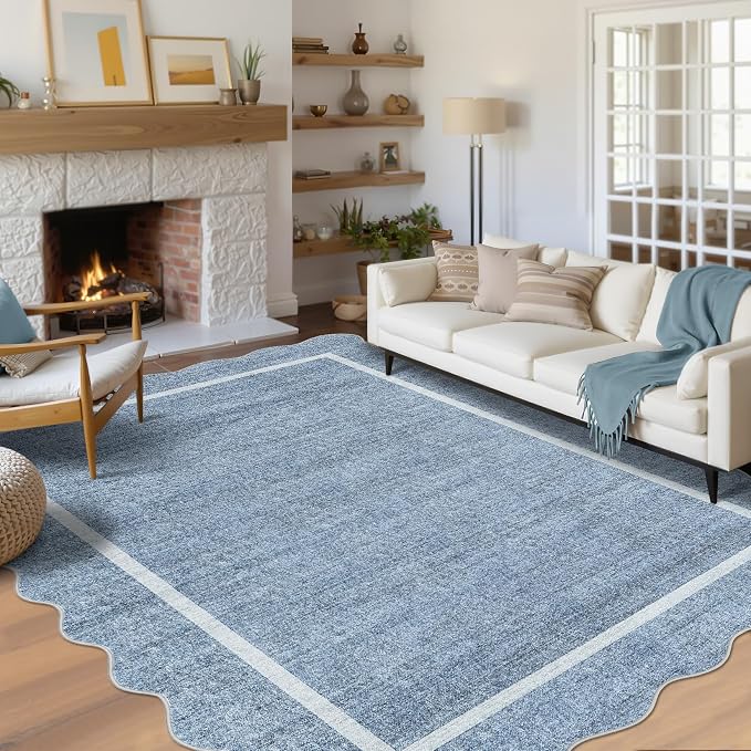 GarveeHome Scalloped Large Living Room Area Rug 8x10 Machine Washable by GarveeHome