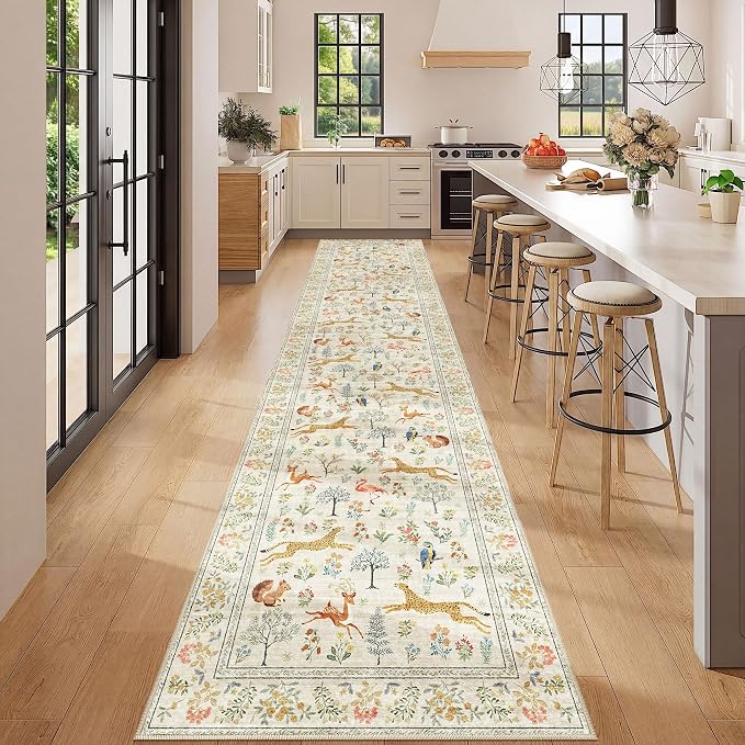 DUKINO 2.6x12 Hallway Runner Rug, Washable Animal Rug Non Slip, Stain Resistant - Image 3