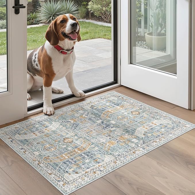 Madane Washable Area Rug 2x3 Small Entryway Rugs Non-Slip, Low Pile Floor Carpet by Madane
