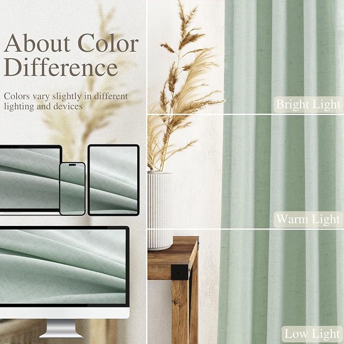 Aqua Green Linen Curtains 108 Inches Long - Image 3