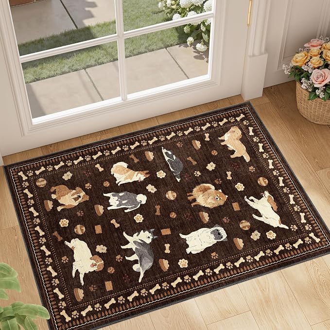 DUKINO 2x3 Bathroom Rugs, Washable Dog Kitchen Rug Non Slip, Stain Resistant by DUKINO