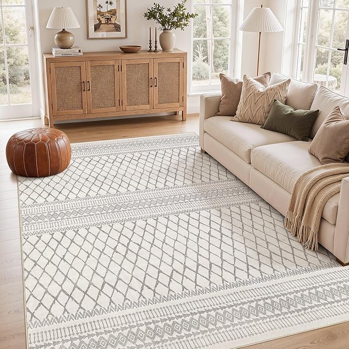 cotiled Boho 5x8 Area Rugs for Living Room: Soft Moroccan Washable Rug | Solve by COTILED
