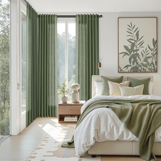 Forest Green Linen Curtains 108 Inches Long - Image 7
