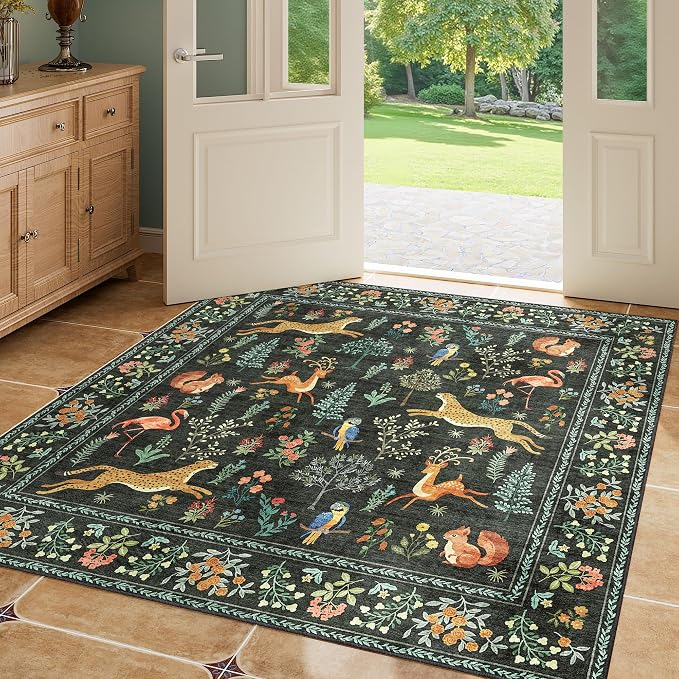 DUKINO 4x4 Square Area Rug, Washable Animal Rug - Image 3
