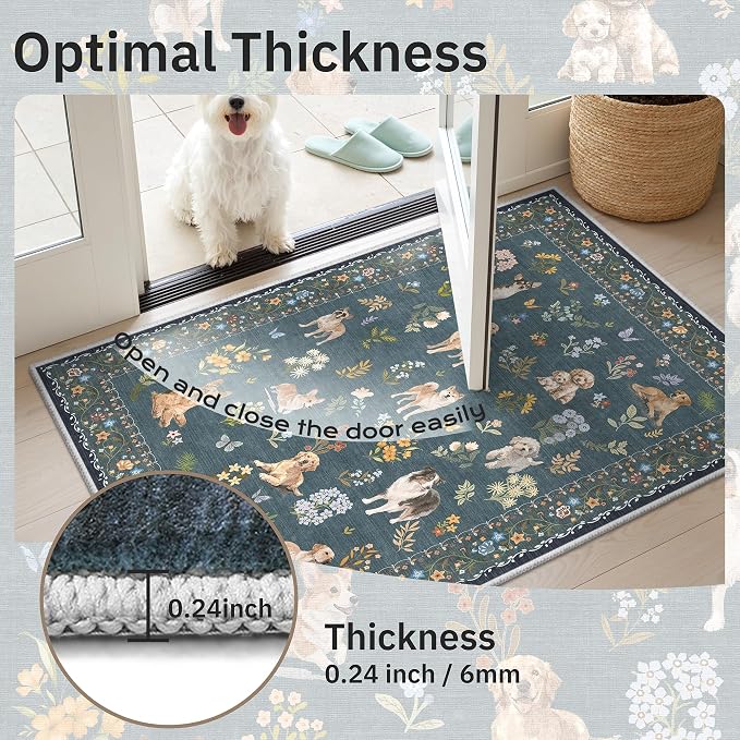 Soalmost Dog 8x10 Area Rugs for Living Room, Washable Soft Rug Navy Blue | - Image 9