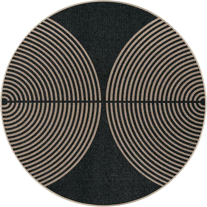 Lahome Enfys Modern Rainbow Round Rug, 6ft Easy Jute Circle Patio Rug Washable - Image 9