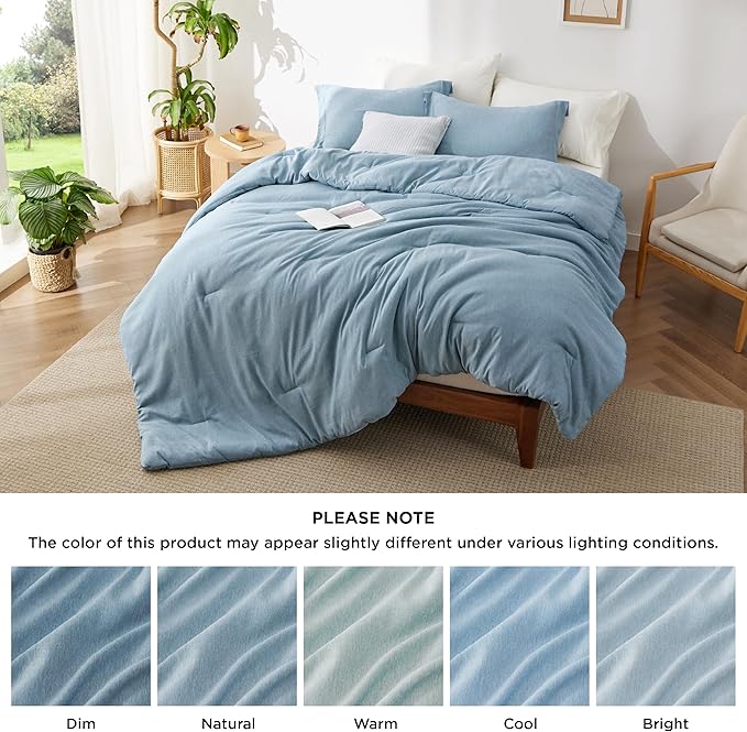 Bedsure King Size Comforter Set - Storm Blue Soft Bedding for All Seasons, Cationic Dyed Bed Set, 3 Pieces, 1 King Size Comforter (104"x90") and 2 Pillow Shams (20"x36"+2")